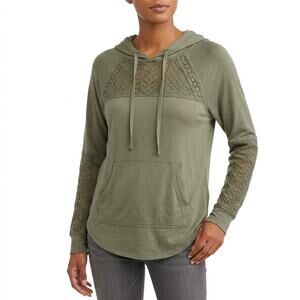Rewind<< NK0745FAH Rewind Lace Knit Long Sleeve Hoodie Women Size M